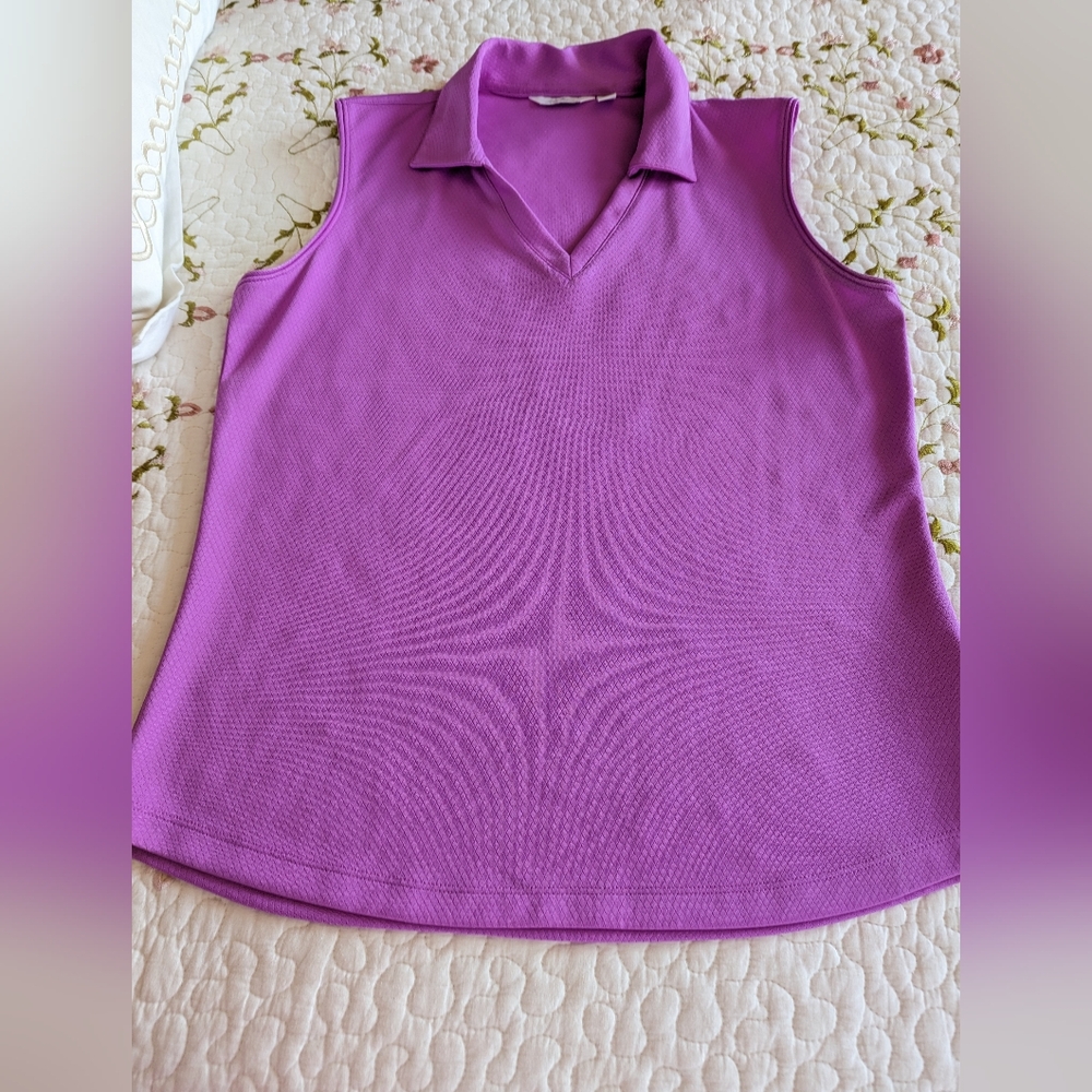 Raspberry ladies golf shirt